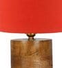 Orange Shade Table Lamp With Wood Base