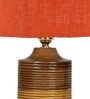 Orange Shade Table Lamp With Wood Base