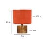 Orange Shade Table Lamp With Wood Base