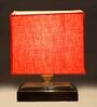 Orange Shade Table Lamp With Wood Base