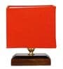 Orange Shade Table Lamp With Wood Base