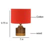 Orange Shade Table Lamp With Wood Base