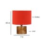 Orange Shade Table Lamp With Wood Base