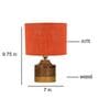Orange Shade Table Lamp With Wood Base