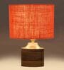 Orange Shade Table Lamp With Wood Base