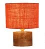 Orange Shade Table Lamp With Wood Base
