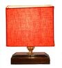 Orange Shade Table Lamp With Wood Base
