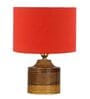 Orange Shade Table Lamp With Wood Base