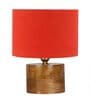 Orange Shade Table Lamp With Wood Base