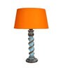 Orange Shade Table Lamp With Wooden Base