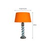 Orange Shade Table Lamp With Wooden Base