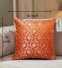 Orange Silk blend Brocade Meenakari Morpankh  16x16 inches Cushion Covers (Set of 2)