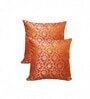 Orange Silk blend Brocade Meenakari Morpankh  16x16 inches Cushion Covers (Set of 2)