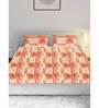 Orange Geometric 120 TC Cotton Queen Bedsheet with 2 Pillow Covers