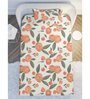 Orange Floral 144 TC Cotton Single Bedsheet with 1 Pillow Cover