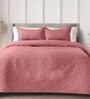 Orange Solid GSM 300 Pure Cotton King Size Bedcover With 2 Pillow Covers