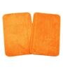 Orange Solid Microfibre 20x14 Inches AntiSkid Bath Mat (Set of 2)