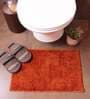 Orange Solid Microfibre 23x15 Inches AntiSkid Bath Mat