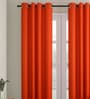 Orange Geometric Cotton 9 Ft Light Filtering Eyelet Door Curtain