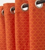 Orange Geometric Cotton 9 Ft Light Filtering Eyelet Door Curtain