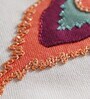 Orange Striped Polycanvas (12 x84)  Hand Embroidered Motif and Tassels Table Runner