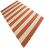 Orange Stripes Wool 7X4 Feet Hand Woven Carpet