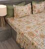 Orange Stylized Floral Motifs 210 TC 100% Cotton Superking Bedsheet with 2 Pillow Covers