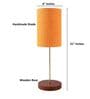 Orange Texture Cylinder Fabric Shade Table Lamp, Brown Wooden Base Bedside & Desk Light for Bedroom, Living Room & Home Decor