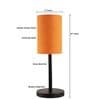 Orange Texture Cylinder Fabric Shade Table Lamp, Minimalist Bedside Lamp with Metal Base for Bedroom, Living Room & Study