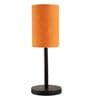 Orange Texture Cylinder Fabric Shade Table Lamp, Minimalist Bedside Lamp with Metal Base for Bedroom, Living Room & Study