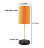 Orange Texture Cylinder Fabric Shade with Modern Silver & Black Table Lamp for Bedroom & Living Room