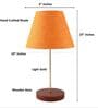 Orange Texture Fabric Shade Table Lamp, Brown Wooden Base Bedside & Desk Light for Bedroom, Living Room & Home Decor