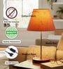 Orange Texture Fabric Shade Table Lamp, Brown Wooden Base Bedside & Desk Light for Bedroom, Living Room & Home Decor
