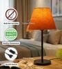 Orange Texture Fabric Shade Table Lamp, Modern Bedside & Desk Lamp with Metal Base for Bedroom, Living Room & Home Decor