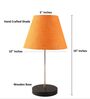 Orange Texture Fabric Shade with Modern Silver & Black Table Lamp for Bedroom & Living Room