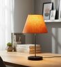 Orange Texture Fabric Shade with Modern Silver & Black Table Lamp for Bedroom & Living Room