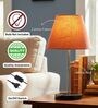 Orange Texture Fabric Shade with Modern Silver & Black Table Lamp for Bedroom & Living Room