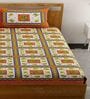 Orange Traditional 120 TC 100% Cotton Queen Bedsheet With 2 Pillow Covers