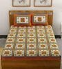 Orange Traditional 120 TC 100% Cotton Queen Bedsheet With 2 Pillow Covers
