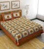 Orange Traditional 120 TC 100% Cotton Queen Bedsheet With 2 Pillow Covers