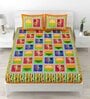 Orange Abstract 120 TC Cotton Queen Sized Bedsheet with 2 Pillow Cover