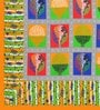 Orange Abstract 120 TC Cotton Queen Sized Bedsheet with 2 Pillow Cover