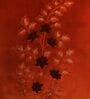 Orange Floral Poly Canvas 16 x 16 Inches Cushion Cover