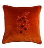 Orange Floral Poly Canvas 16 x 16 Inches Cushion Cover