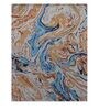 Blue Abstract Viscose 4 ft x 6 ft Hand Tufted Carpet