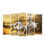 Orange Wood Multiple Frames Beautiful Running Horses Vastu Art Panels