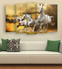 Orange Wood Multiple Frames Beautiful Running Horses Vastu Art Panels