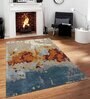 Blue Abstract Viscose 4 ft x 6 ft Hand Tufted Carpet