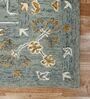 Grey Floral Wool 8 ft x 10 ft Hand Tufted Carpet