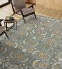 Grey Floral Wool 8 ft x 10 ft Hand Tufted Carpet